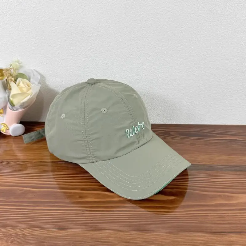 Women Baseball Cap Grey Red Letter Embroidered
