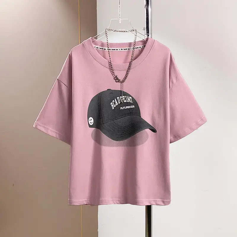 Black Printed Cap T-Shirt for Boys Summer Wear
