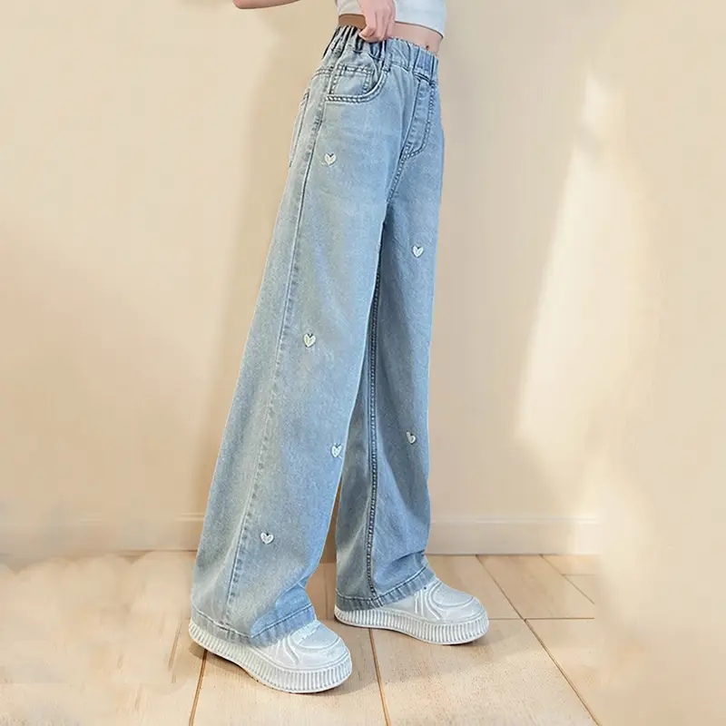 Girls' Pants Summer Thin Style 2026 New Model for Older Girls Wide-Leg Pants for Middle School Students Narrow Straight-Leg Tencel Jeans