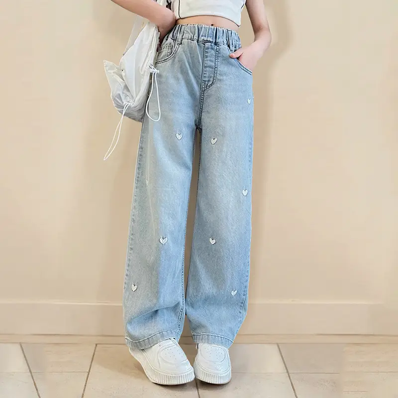 Girls' Pants Summer Thin Style 2026 New Model for Older Girls Wide-Leg Pants for Middle School Students Narrow Straight-Leg Tencel Jeans