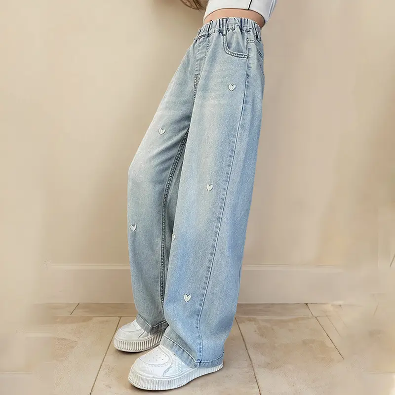 Girls' Pants Summer Thin Style 2026 New Model for Older Girls Wide-Leg Pants for Middle School Students Narrow Straight-Leg Tencel Jeans
