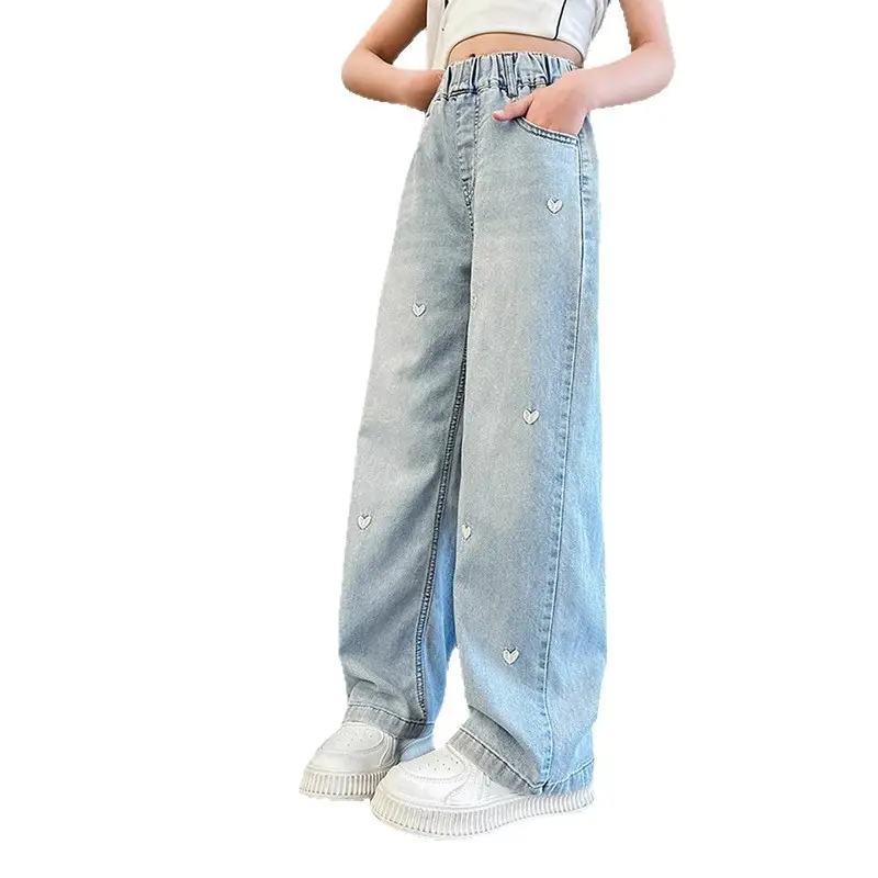 Girls' Pants Summer Thin Style 2026 New Model for Older Girls Wide-Leg Pants for Middle School Students Narrow Straight-Leg Tencel Jeans