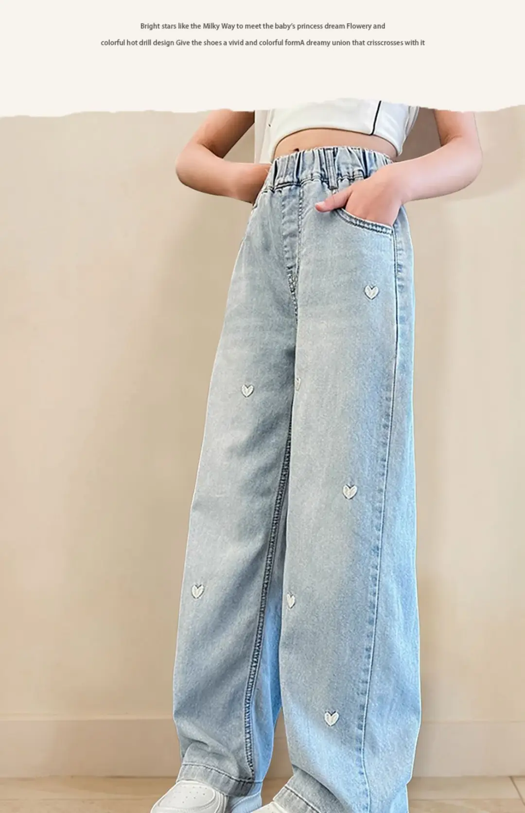 Girls' Pants Summer Thin Style 2026 New Model for Older Girls Wide-Leg Pants for Middle School Students Narrow Straight-Leg Tencel Jeans — feature 8