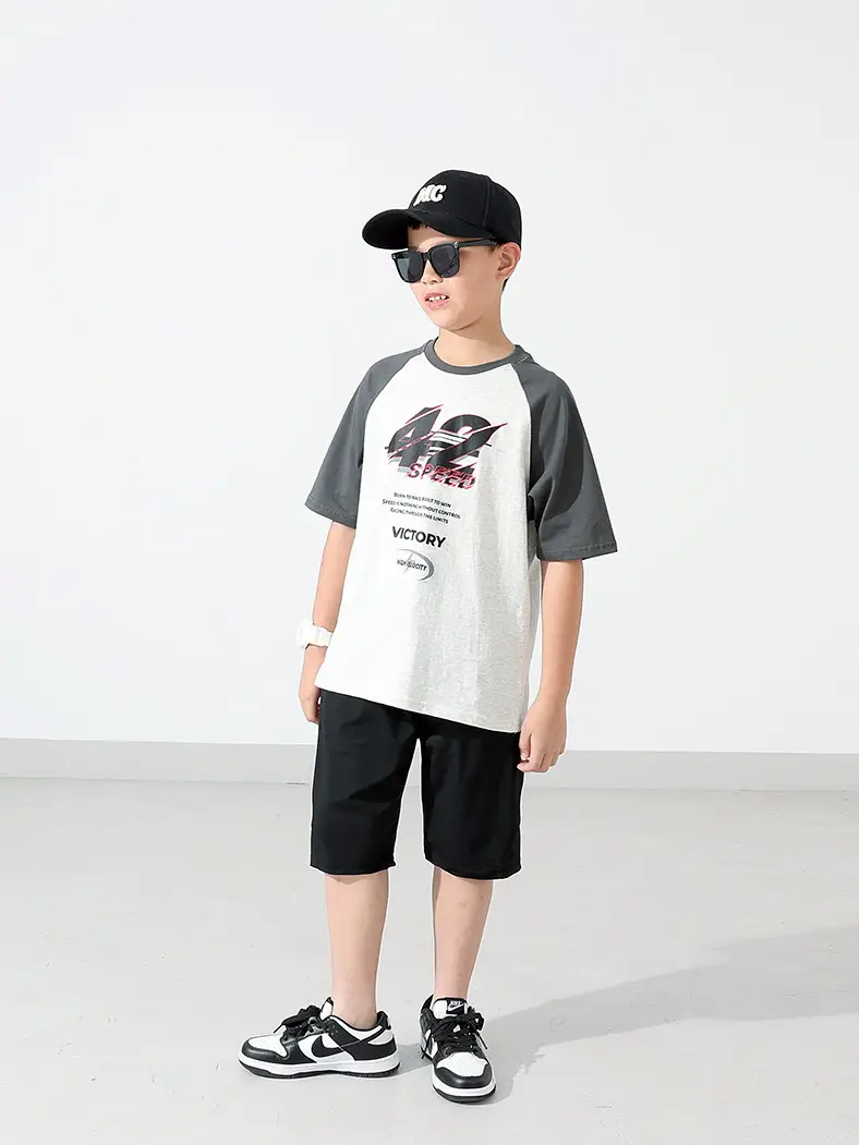 Kids Korean Style T-Shirt Set Pink White Maroon Pants - Image 7