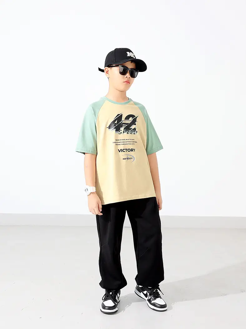 Kids Korean Style T-Shirt Set Pink White Maroon Pants - Image 8