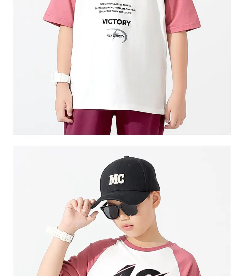 Kids Korean Style T-Shirt Set Pink White Maroon Pants — feature 11