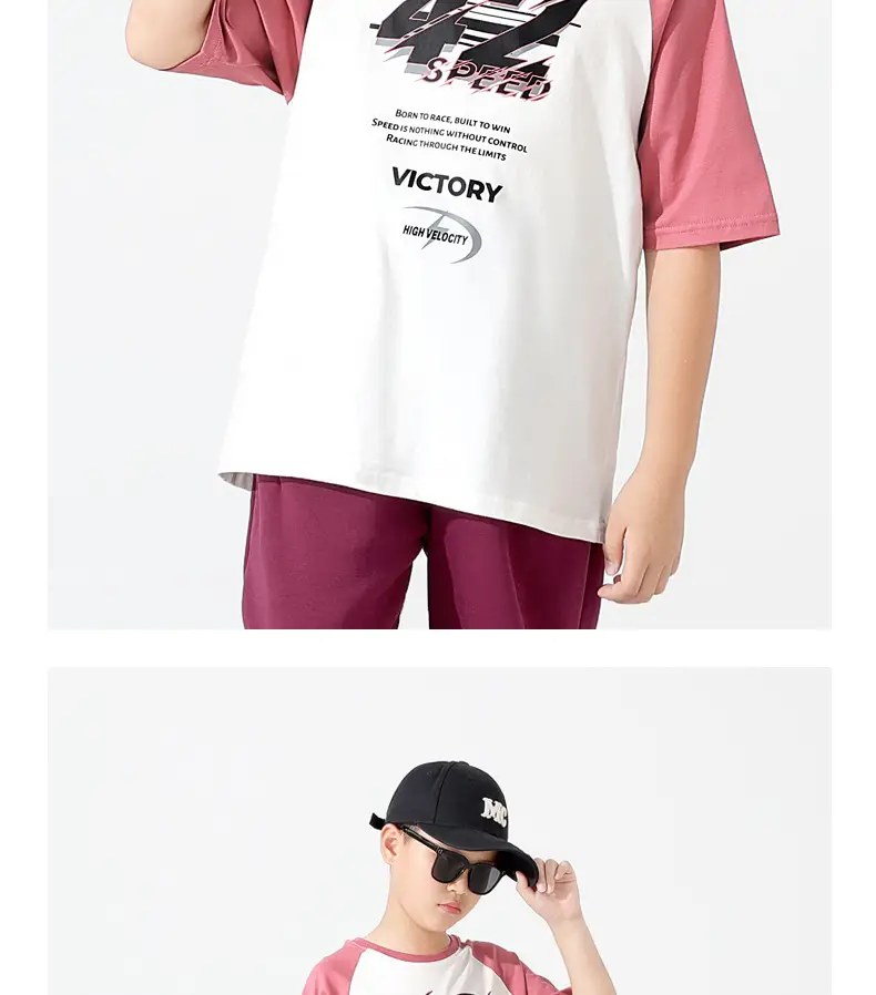 Kids Korean Style T-Shirt Set Pink White Maroon Pants — feature 12