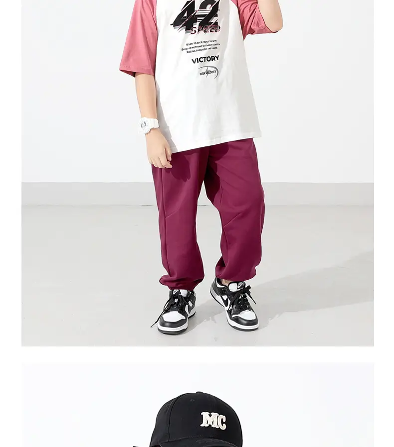 Kids Korean Style T-Shirt Set Pink White Maroon Pants — feature 13