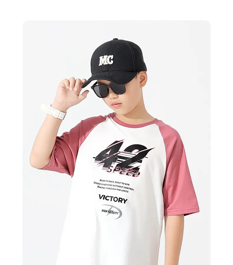 Kids Korean Style T-Shirt Set Pink White Maroon Pants — feature 2