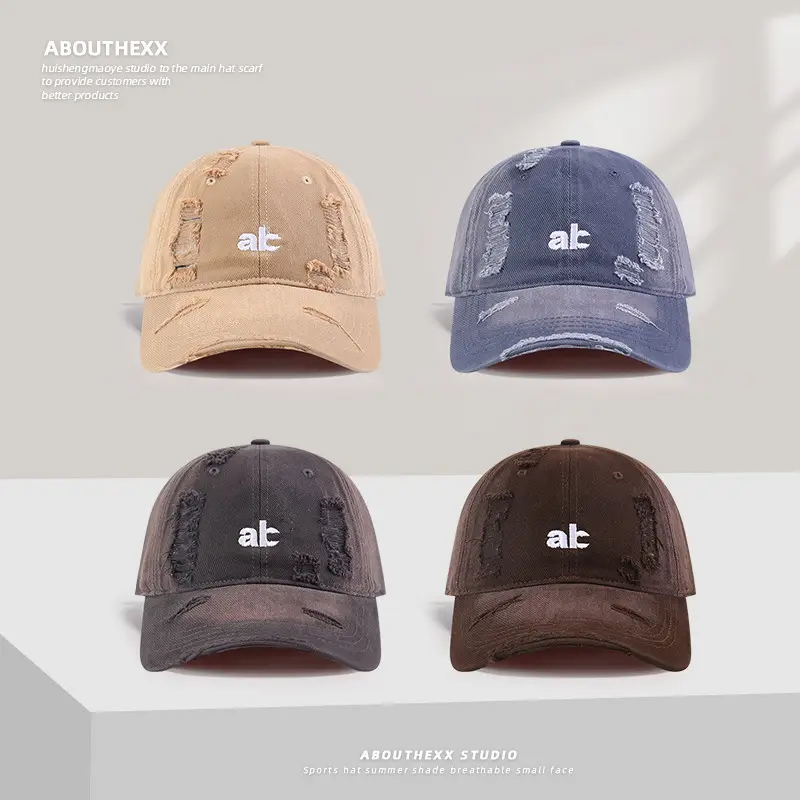 Women's American-style Hole Old Hat with Letter Embroidery - Image 5