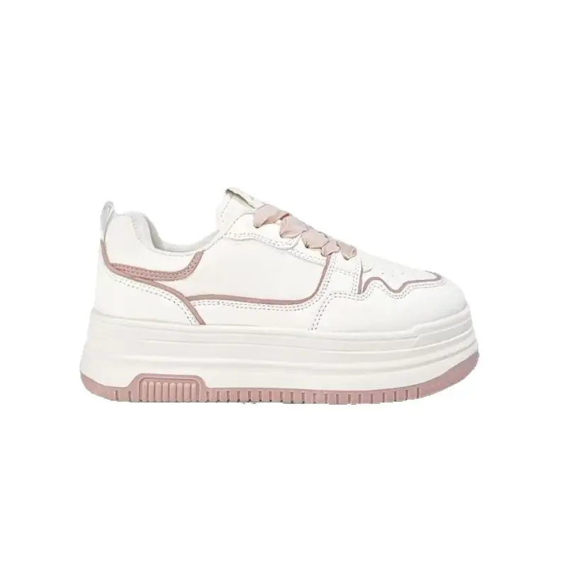 High-Looking Pink White Shoes for Women 2025 Spring and Summer New Thick-Soled Sneakers Korean Style Campus Versatile Breathable Casual Women's Shoes - Image 6