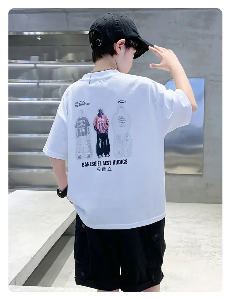 Kids Boys Short Sleeve Cartoon T-Shirt White — feature 22