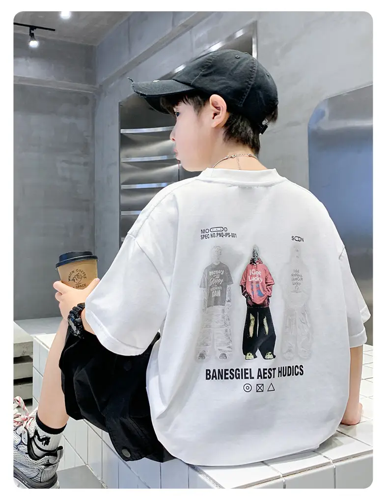 Kids Boys Short Sleeve Cartoon T-Shirt White — feature 25