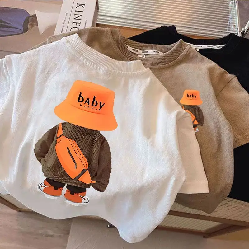 New Summer Cotton T-Strips for Boys Girls White Beige Black