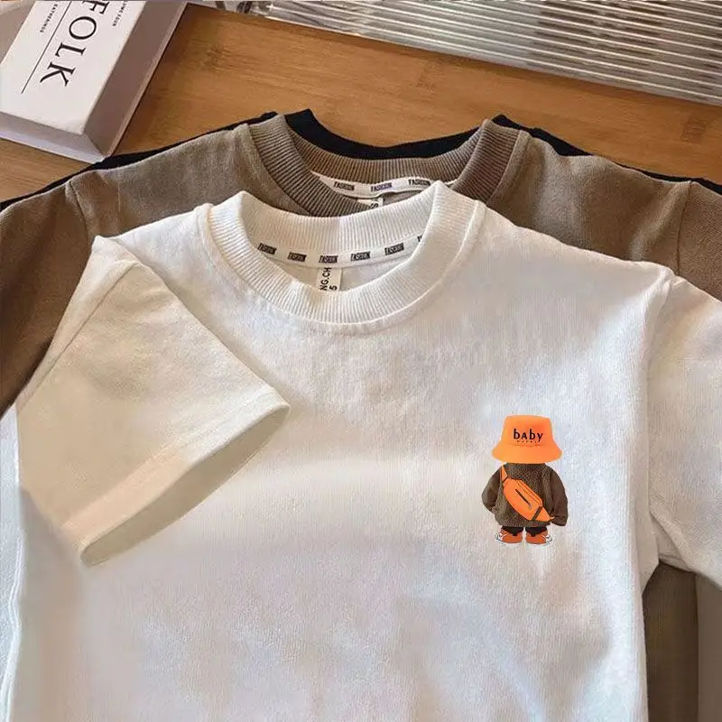 New Summer Cotton T-Strips for Boys Girls White Beige Black