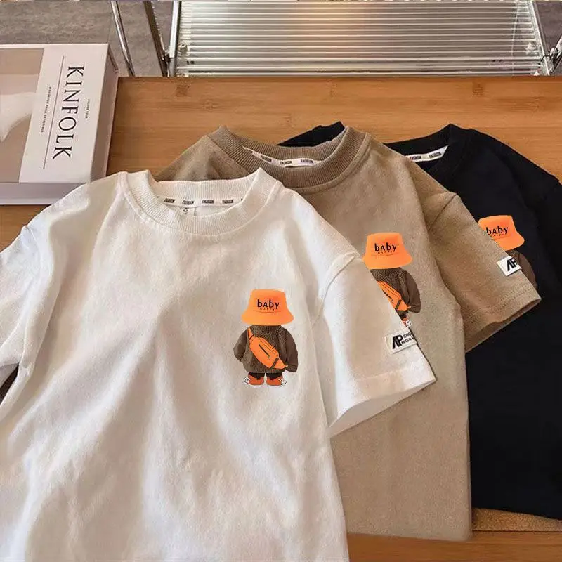 New Summer Cotton T-Strips for Boys Girls White Beige Black