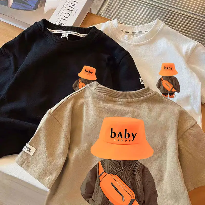 New Summer Cotton T-Strips for Boys Girls White Beige Black