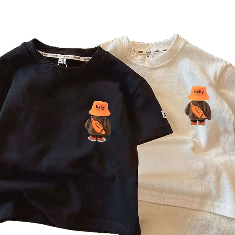 New Summer Cotton T-Strips for Boys Girls White Beige Black