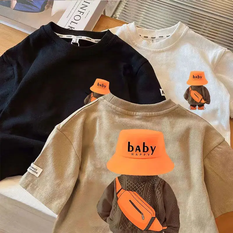 New Summer Cotton T-Strips for Boys Girls White Beige Black — feature 1