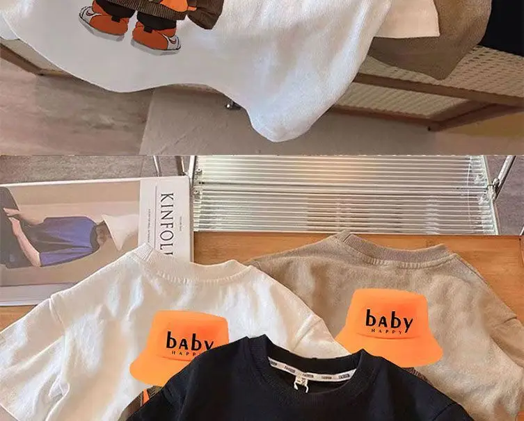 New Summer Cotton T-Strips for Boys Girls White Beige Black — feature 3