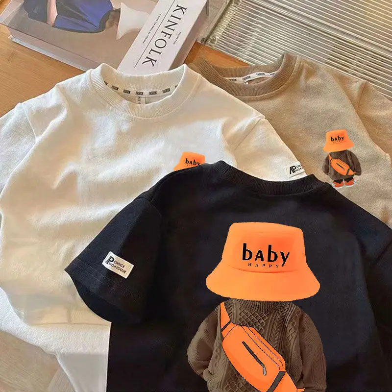 New Summer Cotton T-Strips for Boys Girls White Beige Black