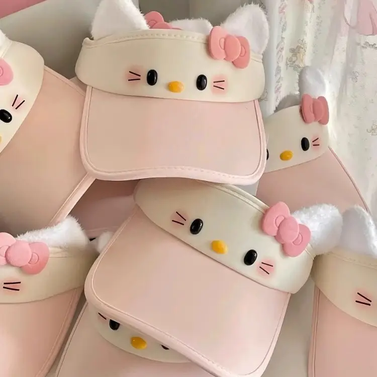 Hello Kitty Pink Sunscreen Cap Women Summer Hat - Image 2