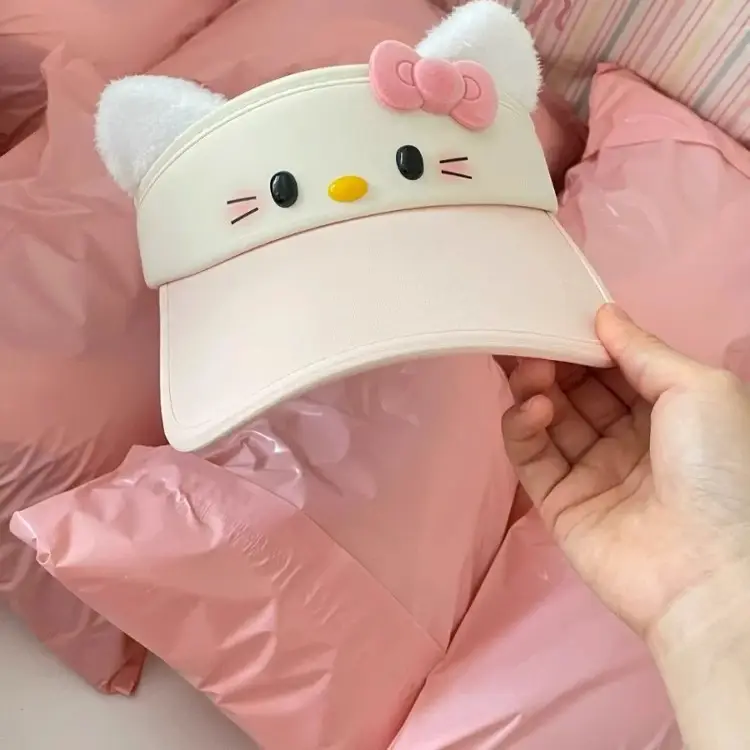 Hello Kitty Pink Sunscreen Cap Women Summer Hat - Image 3
