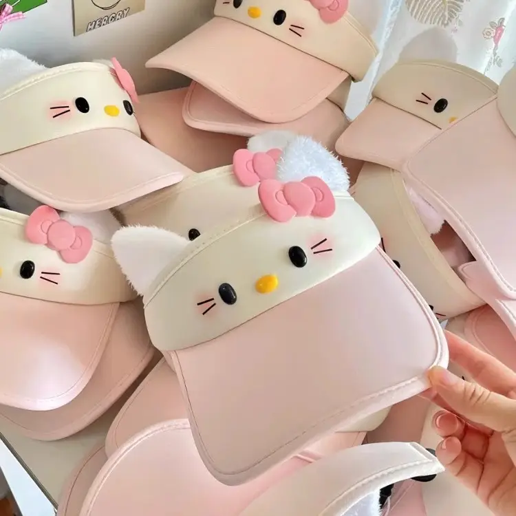 Hello Kitty Pink Sunscreen Cap Women Summer Hat - Image 4