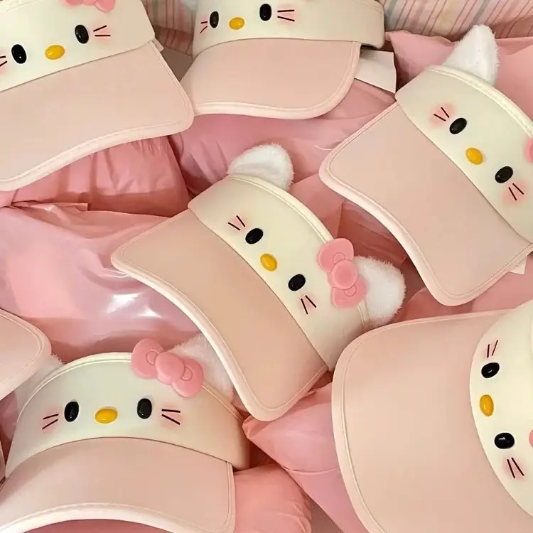 Hello Kitty Pink Sunscreen Cap Women Summer Hat - Image 5