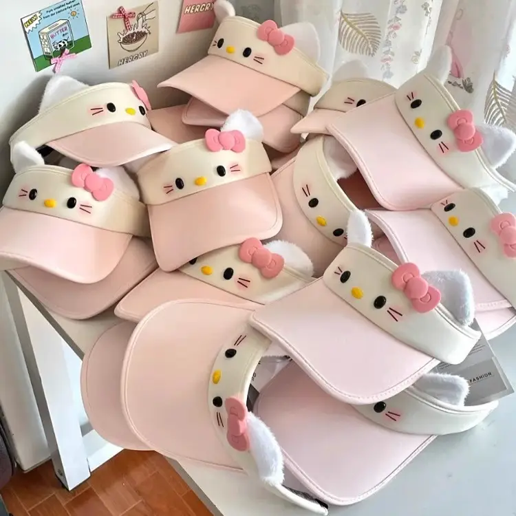 Hello Kitty Pink Sunscreen Cap Women Summer Hat - Image 6