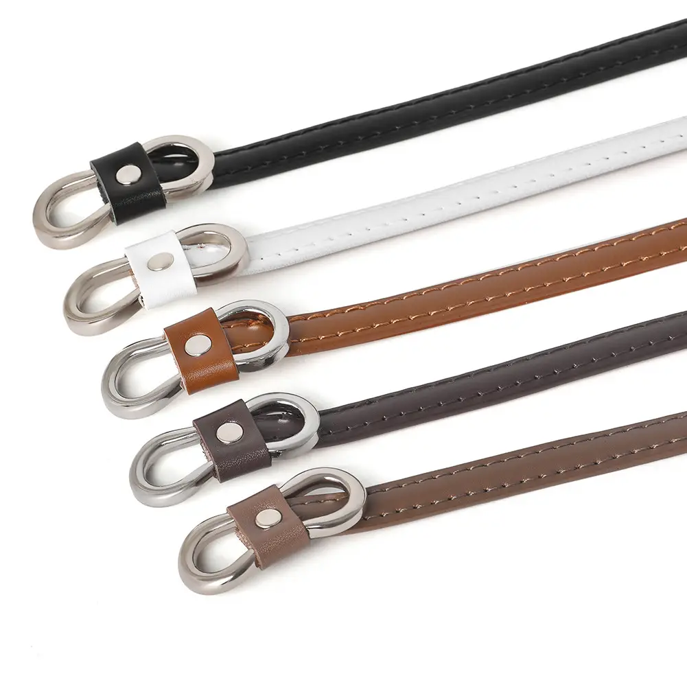 Genuine Leather Belt Set Black Brown White Adjustable Dangles