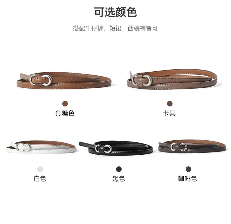 Genuine Leather Belt Set Black Brown White Adjustable Dangles — feature 5