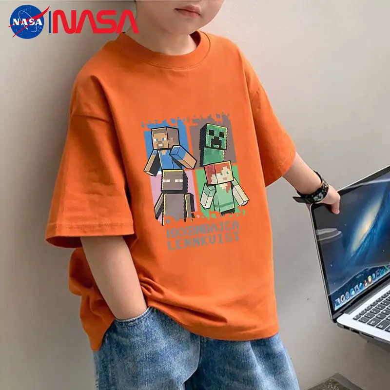 Minecraft Print Kids T-Shirt White Medium to XL - Image 4