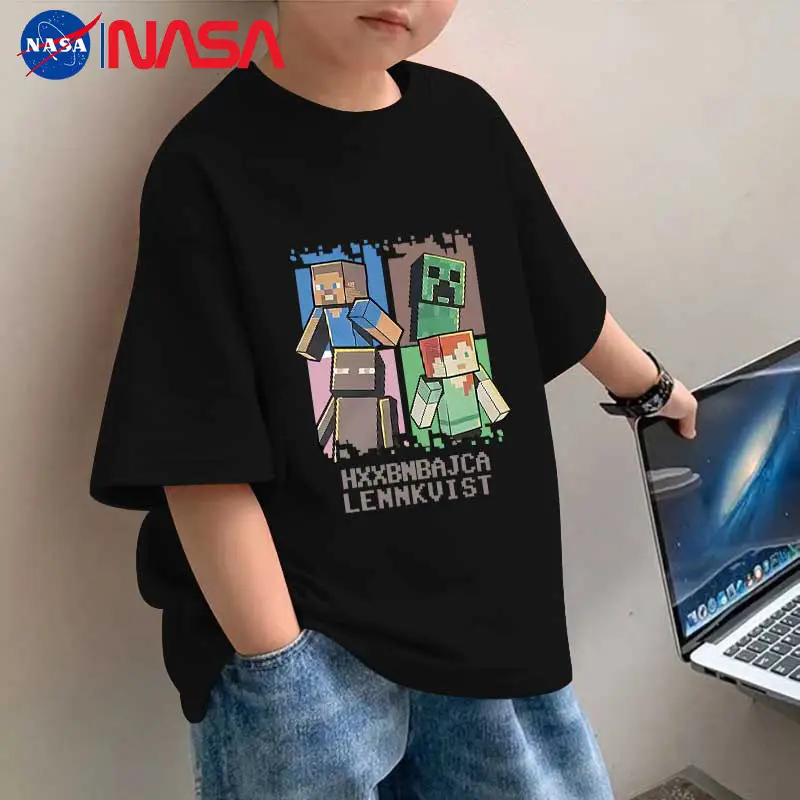 Minecraft Print Kids T-Shirt White Medium to XL - Image 2