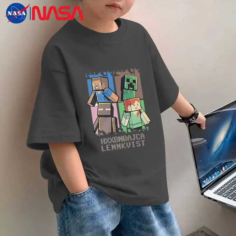 Minecraft Print Kids T-Shirt White Medium to XL - Image 3
