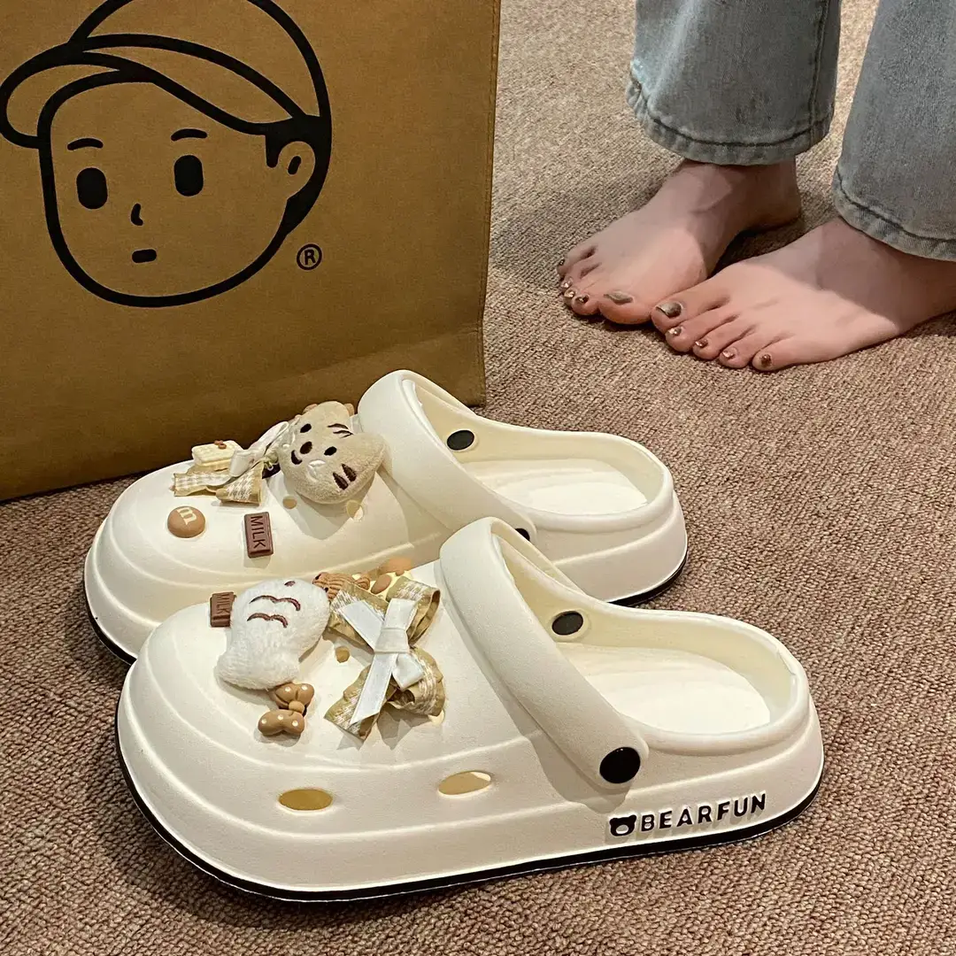 Eva Thick-Soled Clogs for Women, Summer Outer Wear, Non-Slip, Popular Cute Cat and Fish Toe-Toe Two-Wear Sandals - Image 40