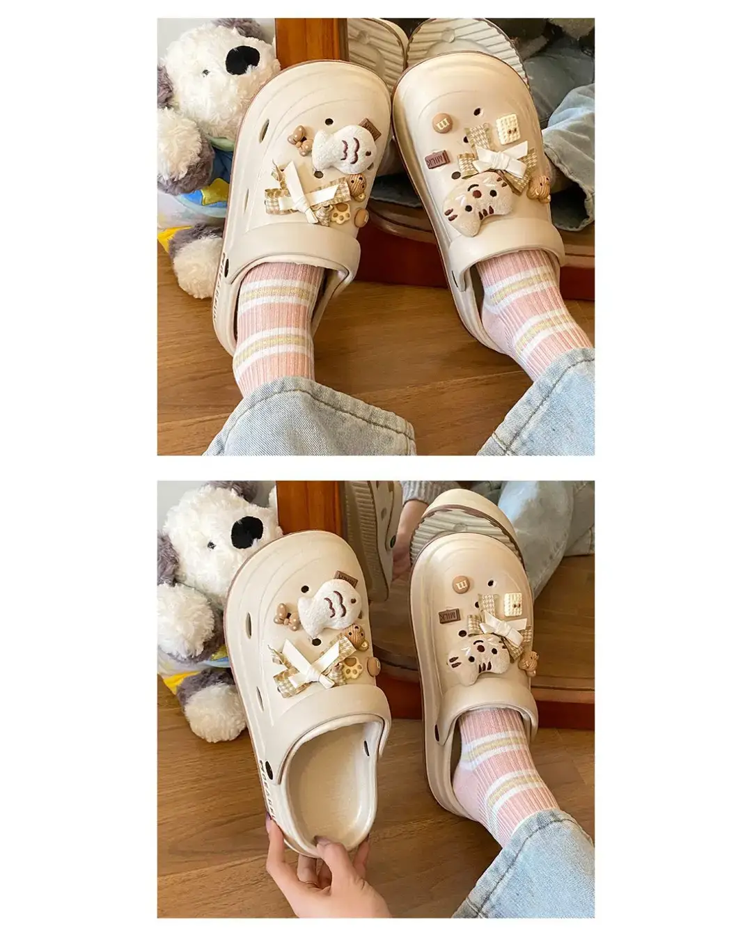 Eva Thick-Soled Clogs for Women, Summer Outer Wear, Non-Slip, Popular Cute Cat and Fish Toe-Toe Two-Wear Sandals — feature 13