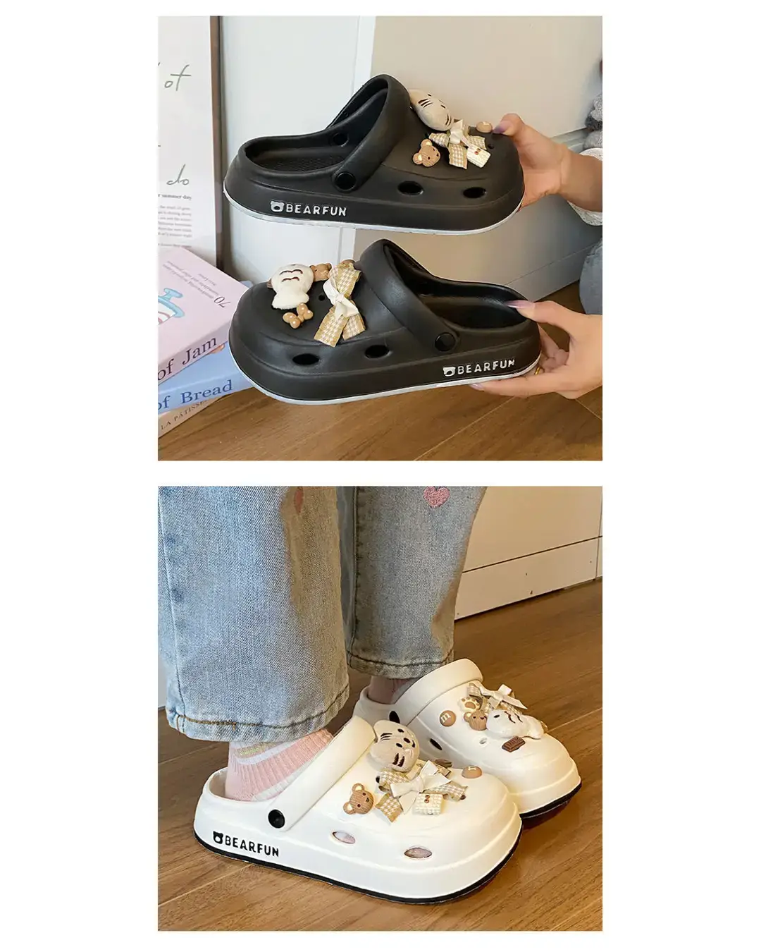 Eva Thick-Soled Clogs for Women, Summer Outer Wear, Non-Slip, Popular Cute Cat and Fish Toe-Toe Two-Wear Sandals — feature 15