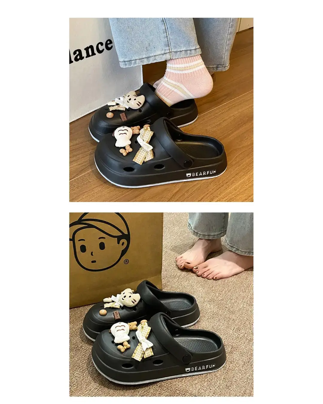 Eva Thick-Soled Clogs for Women, Summer Outer Wear, Non-Slip, Popular Cute Cat and Fish Toe-Toe Two-Wear Sandals — feature 18