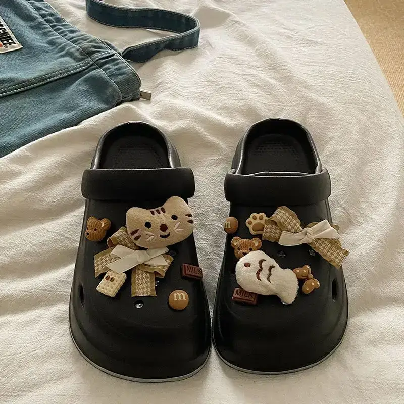 Eva Thick-Soled Clogs for Women, Summer Outer Wear, Non-Slip, Popular Cute Cat and Fish Toe-Toe Two-Wear Sandals — feature 26
