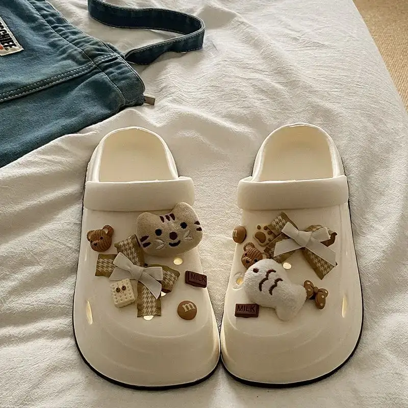 Eva Thick-Soled Clogs for Women, Summer Outer Wear, Non-Slip, Popular Cute Cat and Fish Toe-Toe Two-Wear Sandals — feature 28