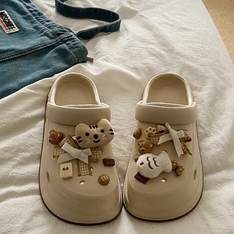 Eva Thick-Soled Clogs for Women, Summer Outer Wear, Non-Slip, Popular Cute Cat and Fish Toe-Toe Two-Wear Sandals — feature 30