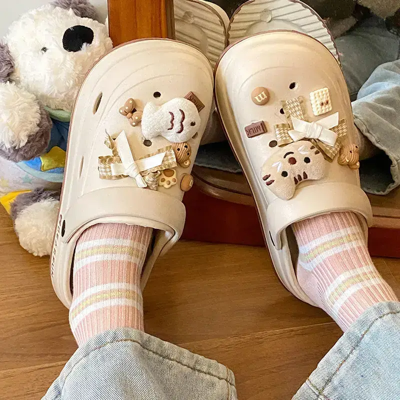Eva Thick-Soled Clogs for Women, Summer Outer Wear, Non-Slip, Popular Cute Cat and Fish Toe-Toe Two-Wear Sandals — feature 34