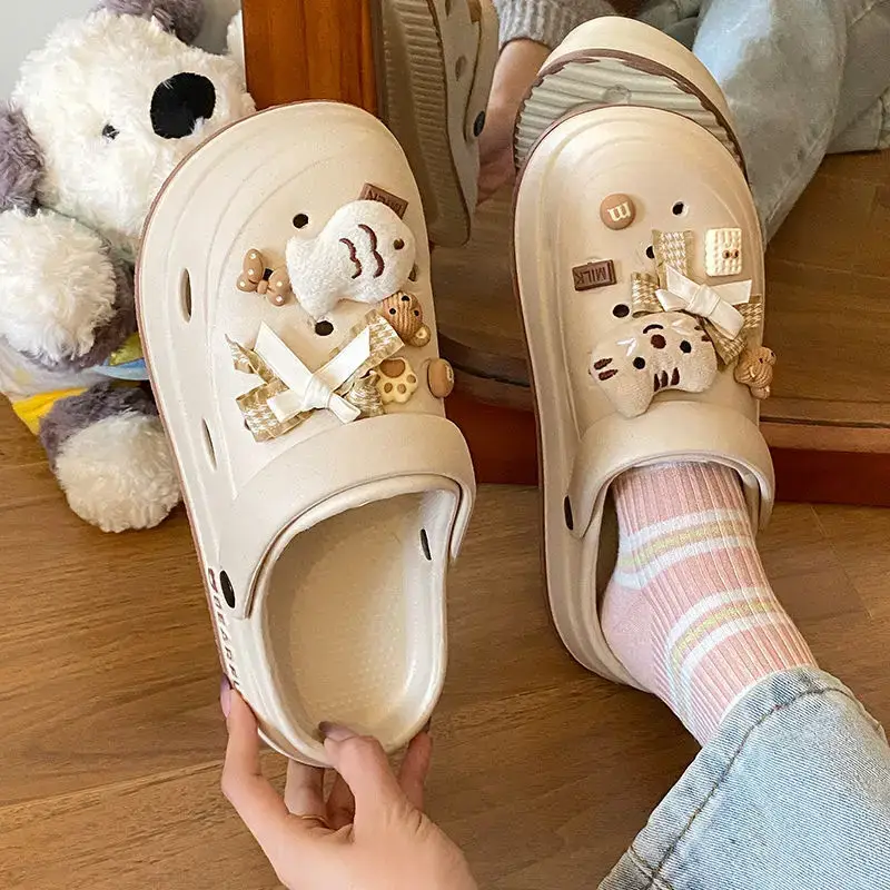 Eva Thick-Soled Clogs for Women, Summer Outer Wear, Non-Slip, Popular Cute Cat and Fish Toe-Toe Two-Wear Sandals — feature 35