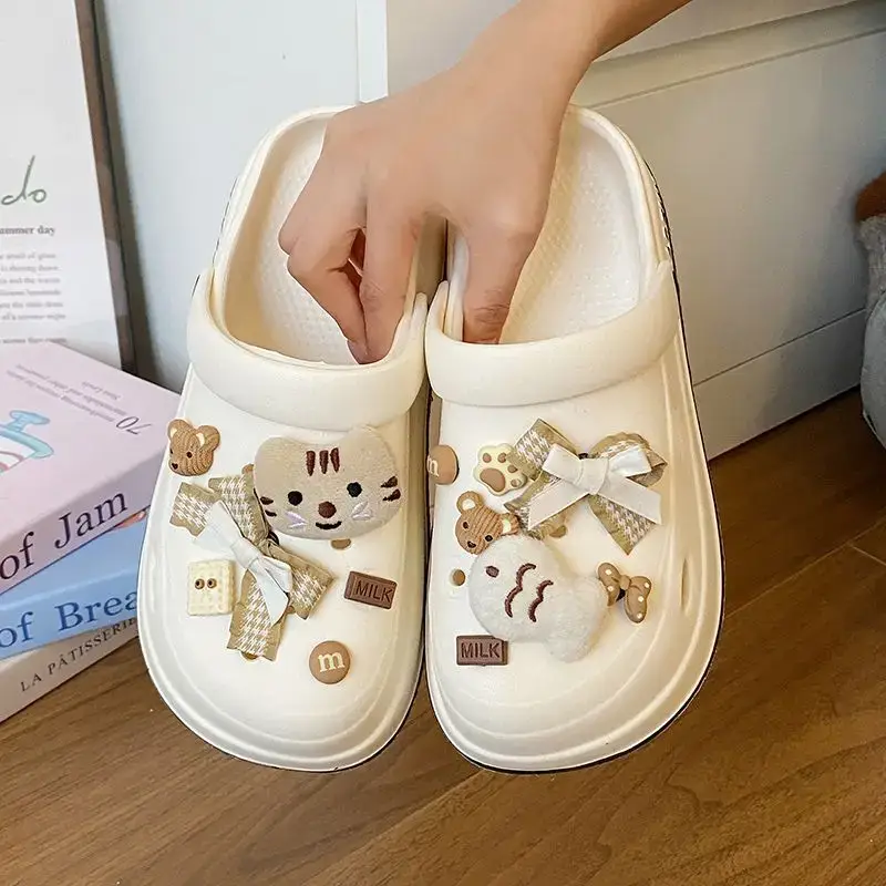 Eva Thick-Soled Clogs for Women, Summer Outer Wear, Non-Slip, Popular Cute Cat and Fish Toe-Toe Two-Wear Sandals — feature 36