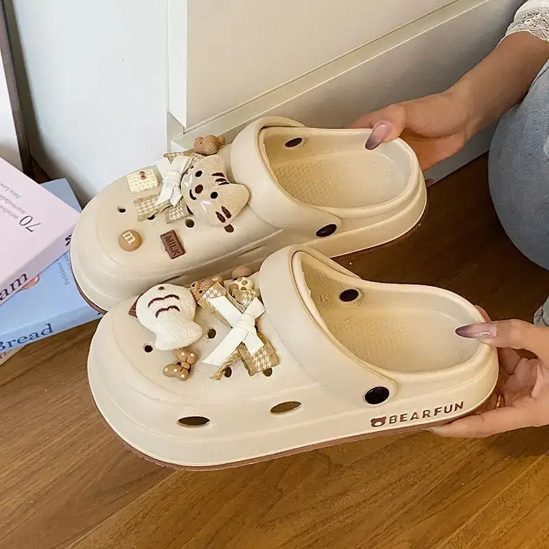 Eva Thick-Soled Clogs for Women, Summer Outer Wear, Non-Slip, Popular Cute Cat and Fish Toe-Toe Two-Wear Sandals — feature 38