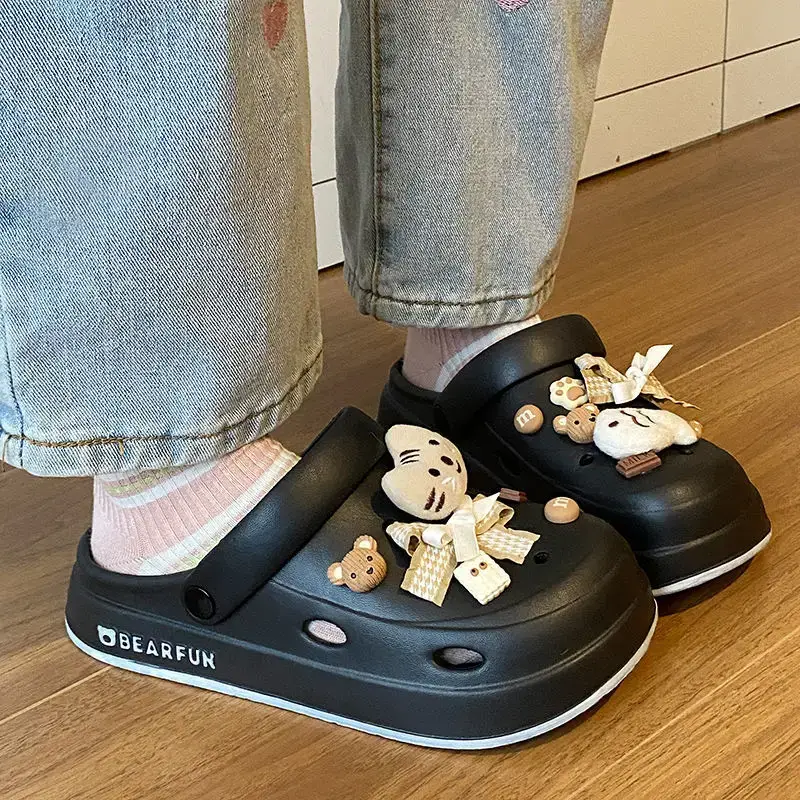 Eva Thick-Soled Clogs for Women, Summer Outer Wear, Non-Slip, Popular Cute Cat and Fish Toe-Toe Two-Wear Sandals — feature 40