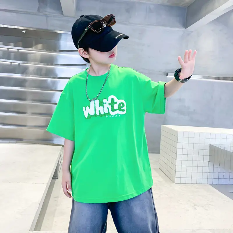 Boys Green Cotton T-Shirt 2026 Summer Ice Feel - Image 5