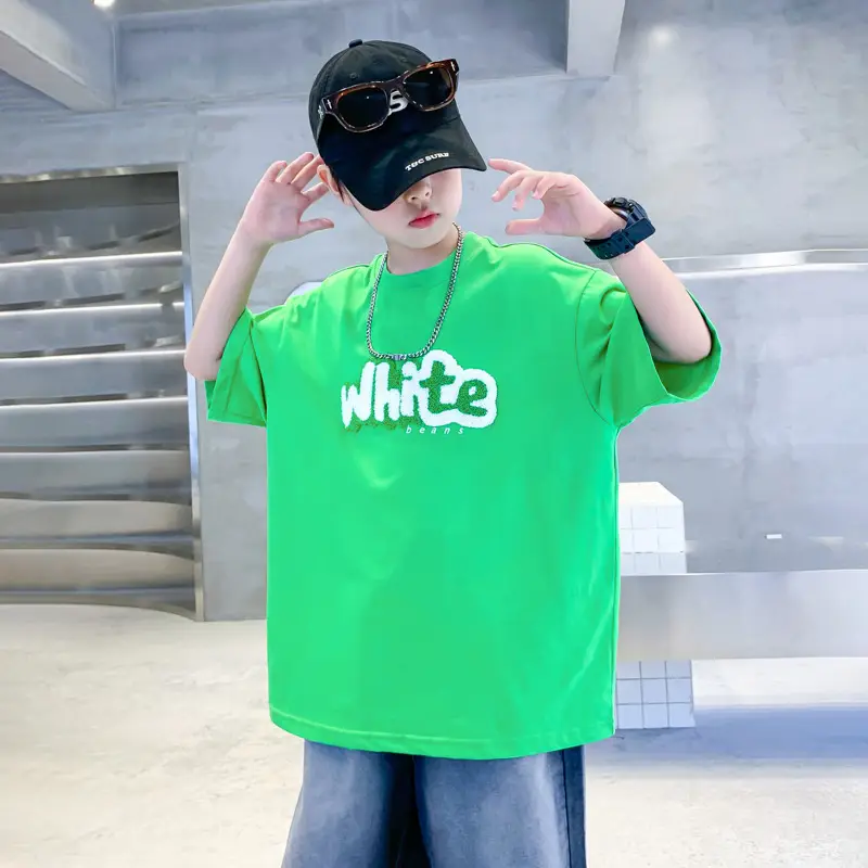 Boys Green Cotton T-Shirt 2026 Summer Ice Feel - Image 6