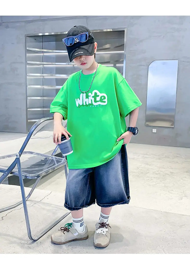 Boys Green Cotton T-Shirt 2026 Summer Ice Feel — feature 14